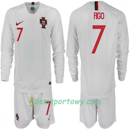 Koszulka Portugalia FIGO 7 Dziecięcy Wyjazdowe Koszulki Piłkarskie Mistrzostwa Świata 2018 Długi Rękaw